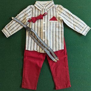 NWT Boy's Red, Gray, and White 4 Piece Suit 💙
